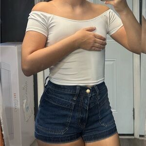 Edikted White Off-Shoulder Crop Top